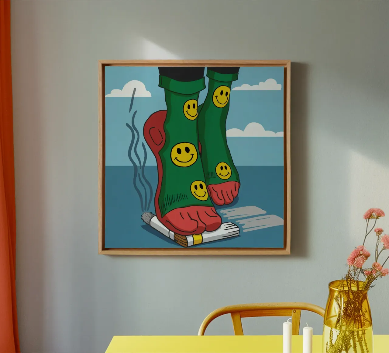 Smiley Sock Stride canvas by Rain Balance