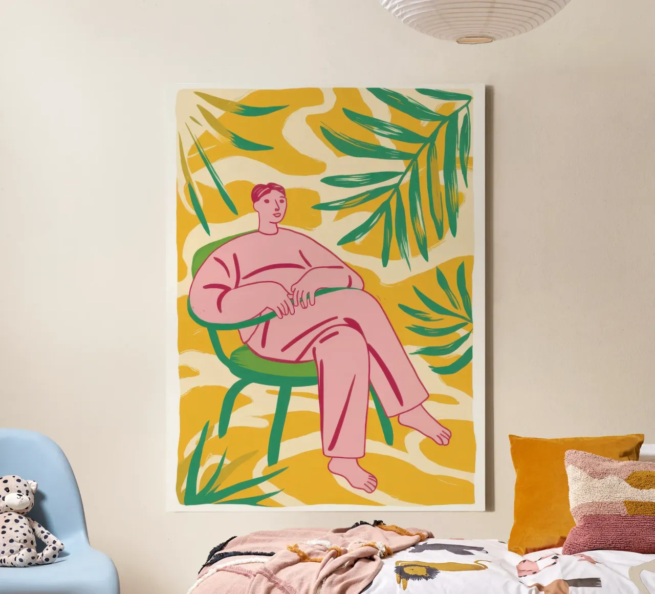 Pastel Jungle Lounger Leinwand mit Schattenfugenrahmen von Reds Jays