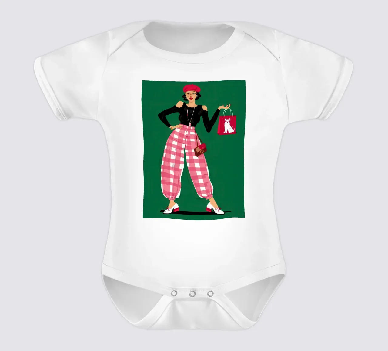 Gingham Pop Attitude body neonato maniche corte da Mythy Brush
