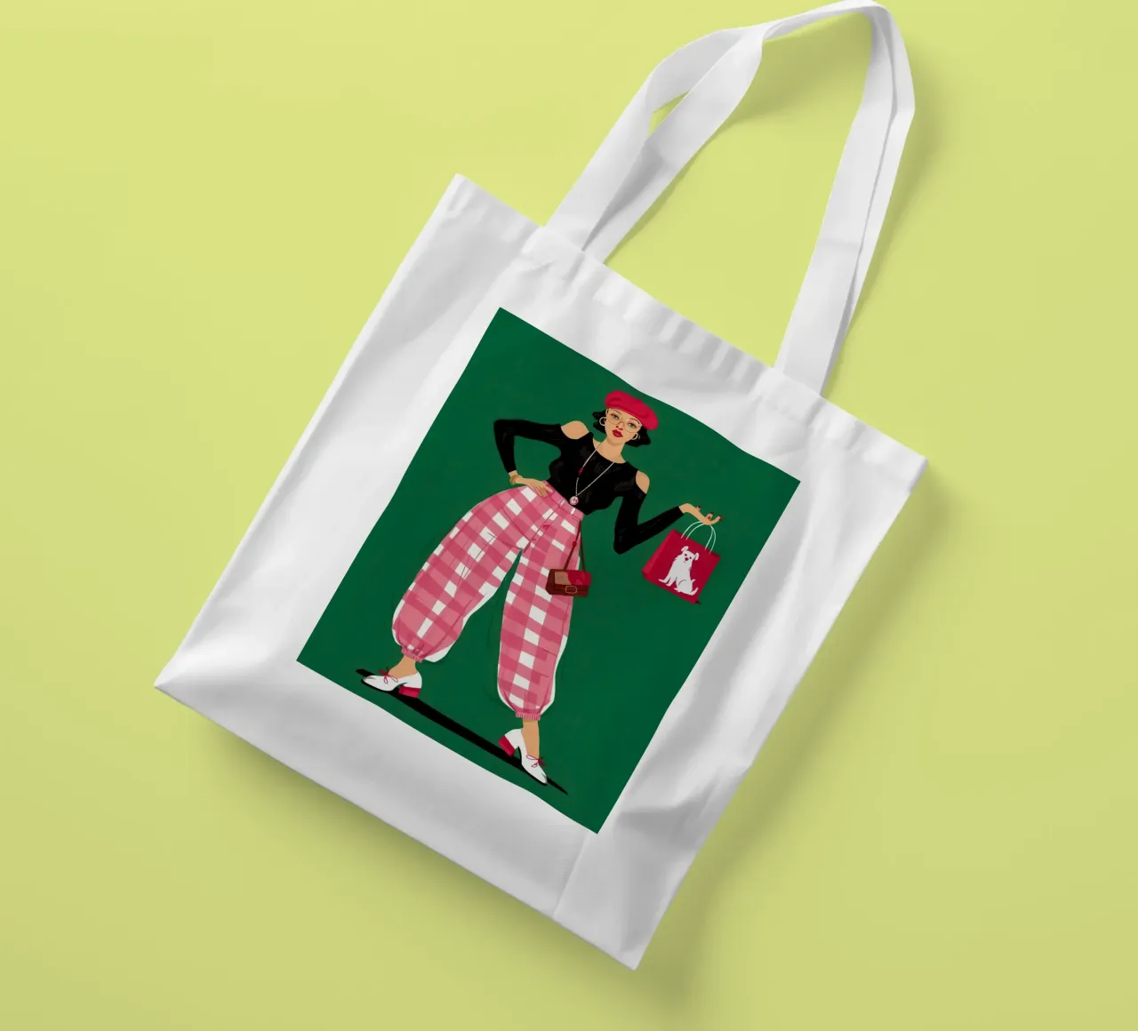 Gingham Pop Attitude borsa in juta da Mythy Brush