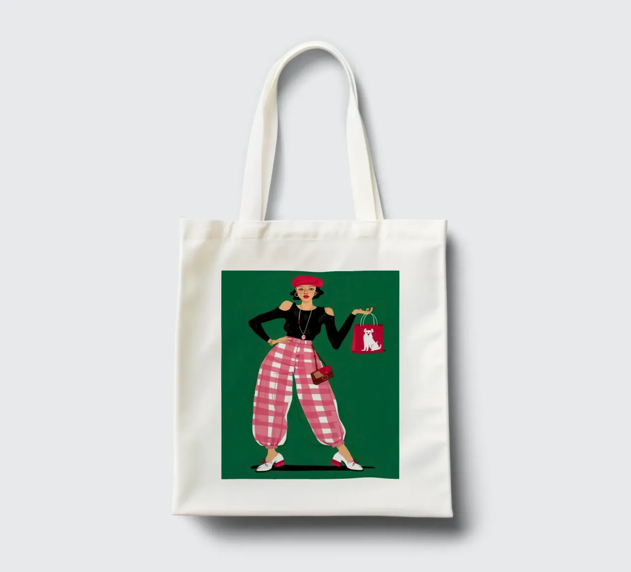 Gingham Pop Attitude borsa in juta da Mythy Brush