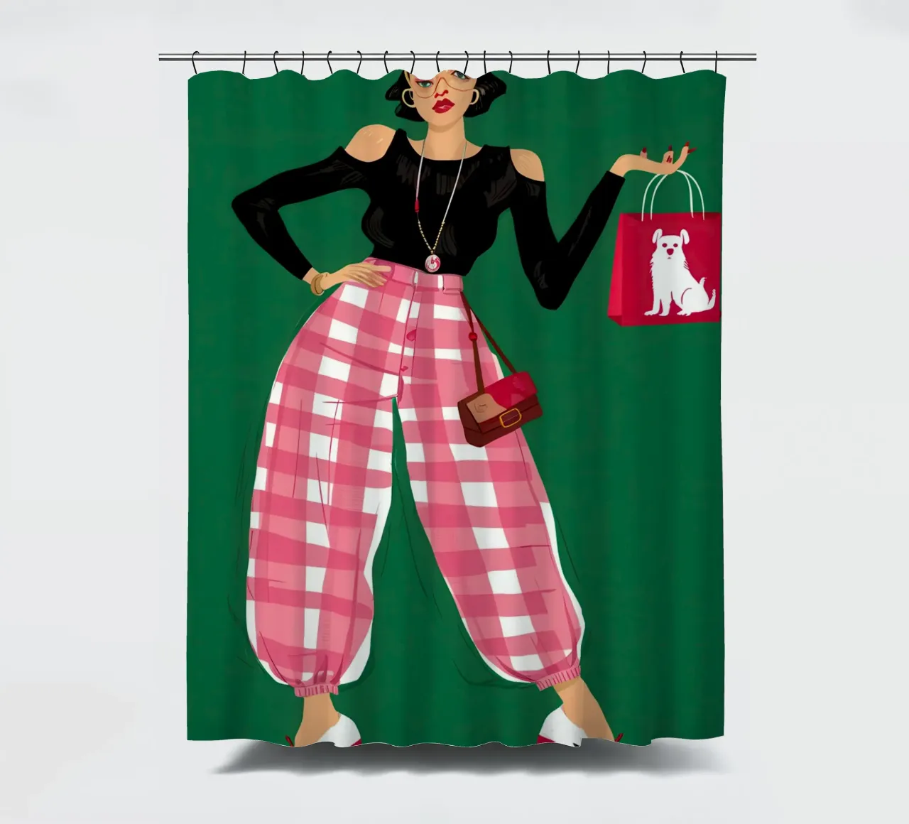 Gingham Pop Attitude tenda da doccia da Mythy Brush
