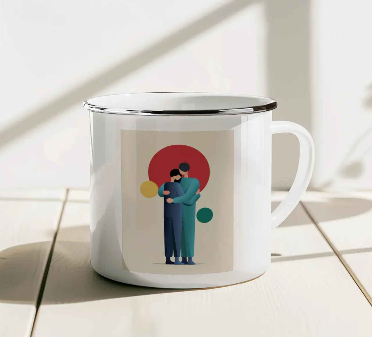 Abbraccio amorevole minimalista tazza in smalto da Giant Foxs