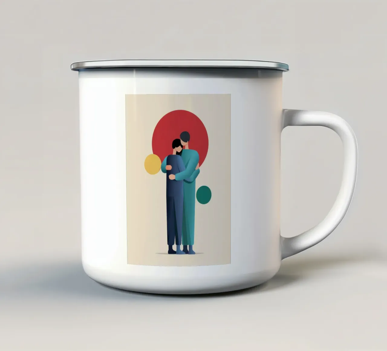Abbraccio amorevole minimalista tazza in smalto da Giant Foxs