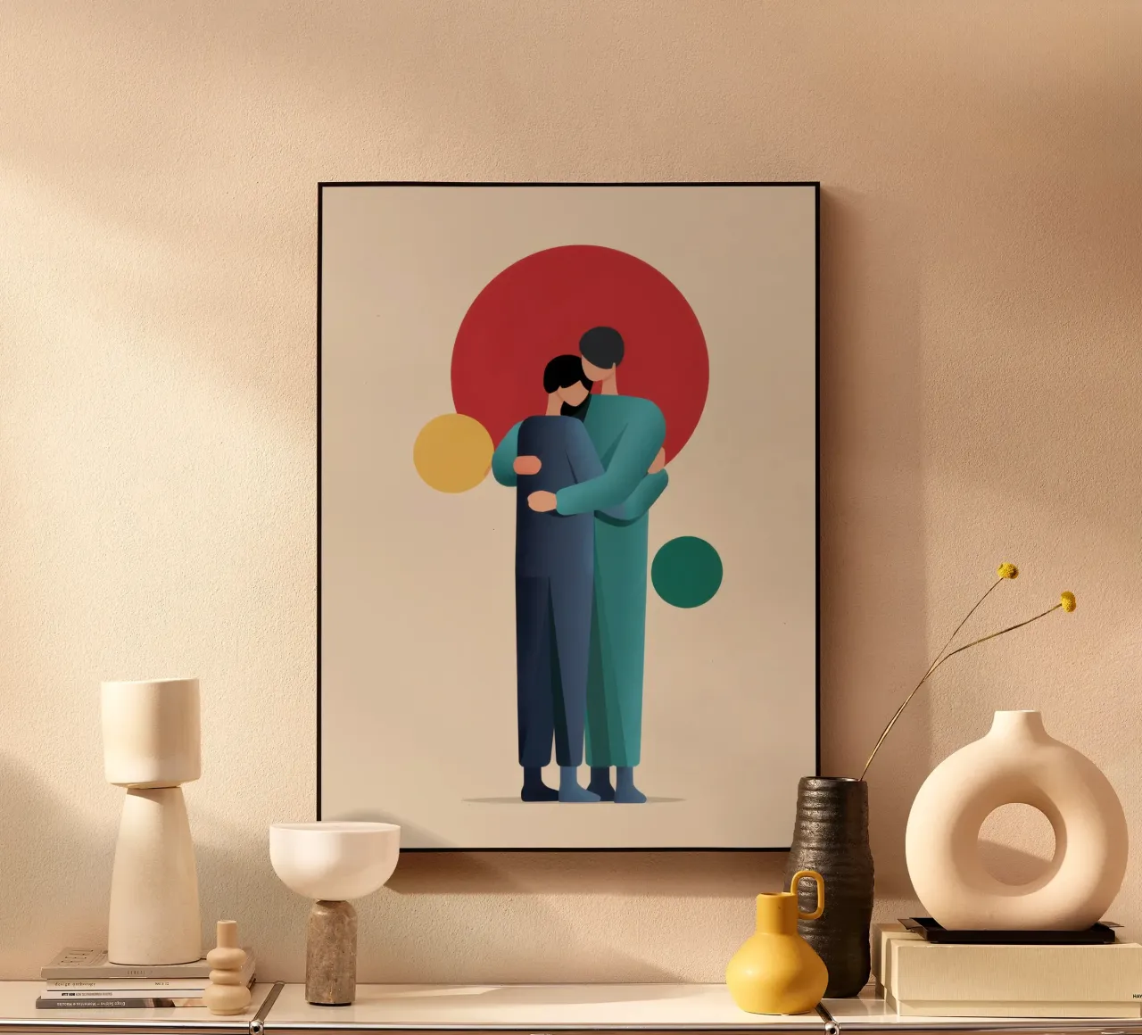 Minimalistische liefdevolle knuffel acryl van Giant Foxs