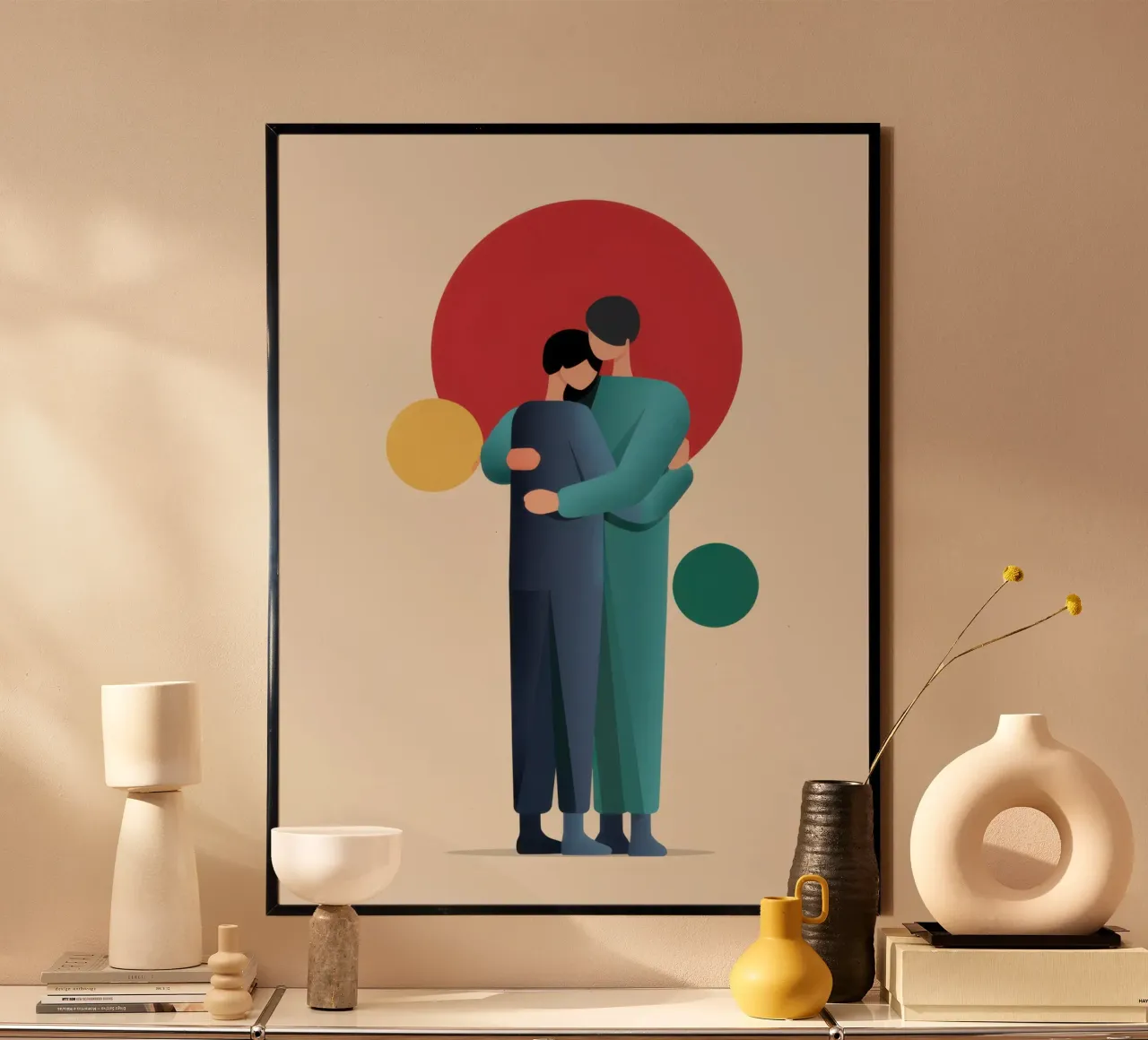 Minimalistische liefdevolle knuffel poster van Giant Foxs