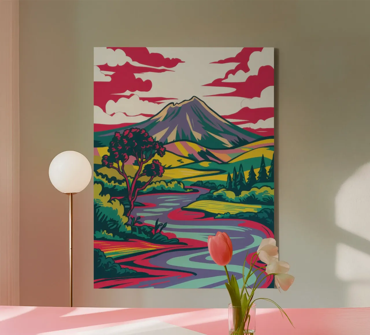 Fiume Nuvola Cremisi tela con Cornice a cassetta da Dream Gesso