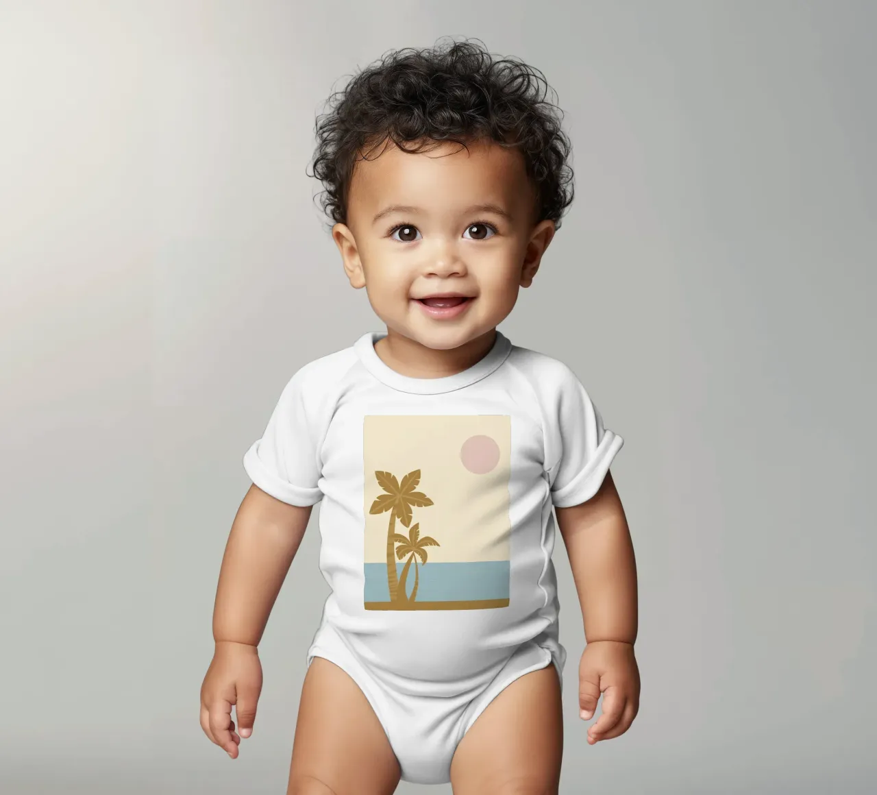 Minimalist Palm Silhouette short-sleeve baby romper by Reds Jays