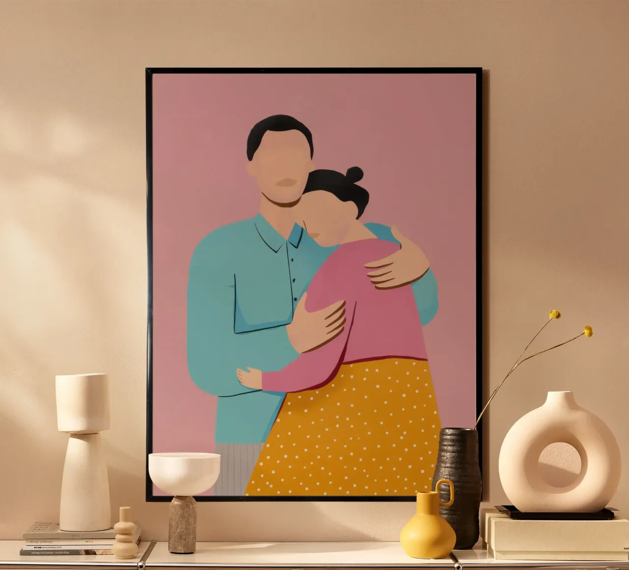 Abbraccio cromatico del comfort poster con telaio in plastica da Giant Foxs