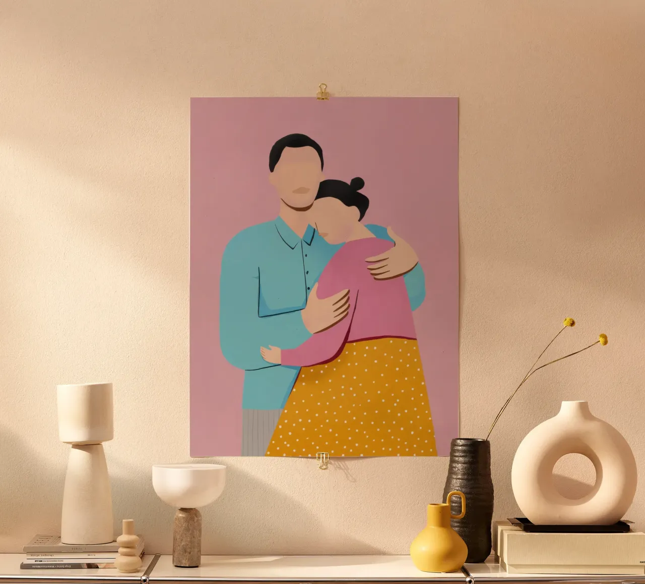 Abbraccio cromatico del comfort poster con telaio in plastica da Giant Foxs