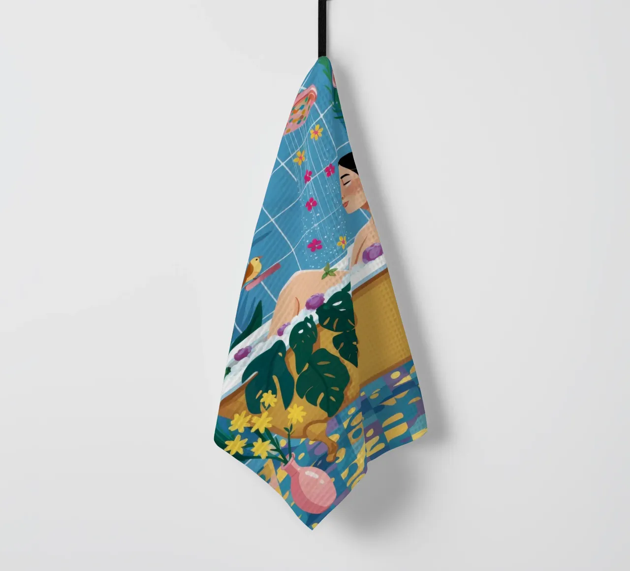 Flamingo Bathing Bliss torchon de Dream Gesso
