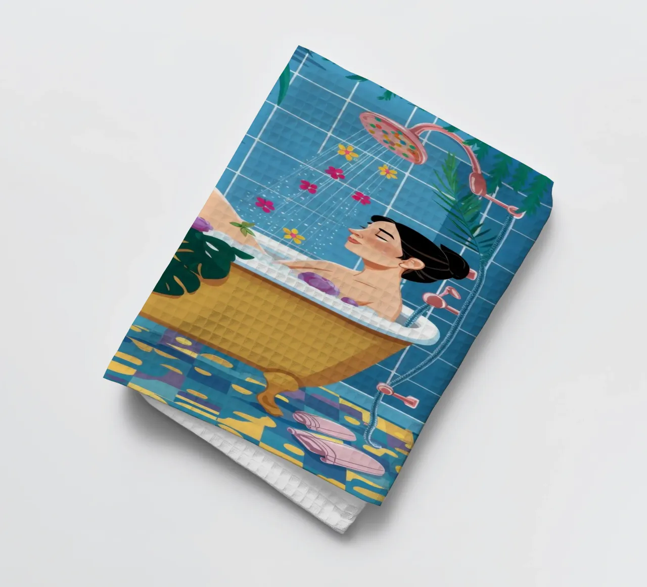 Flamingo Bathing Bliss torchon de Dream Gesso