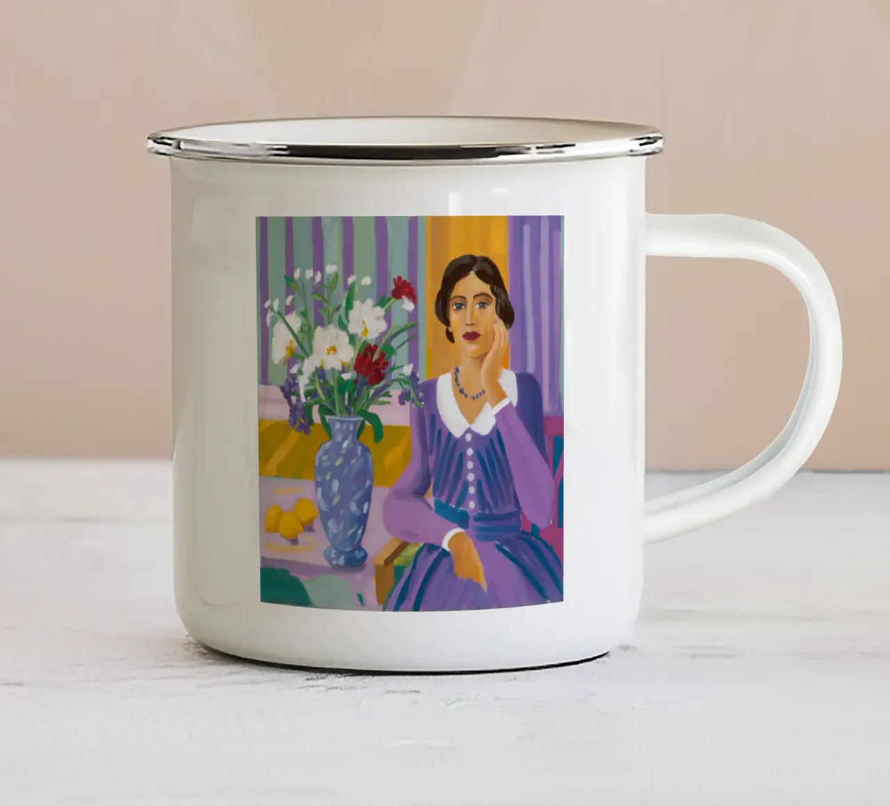 La signora in viola tazza in smalto da Ink Pulse