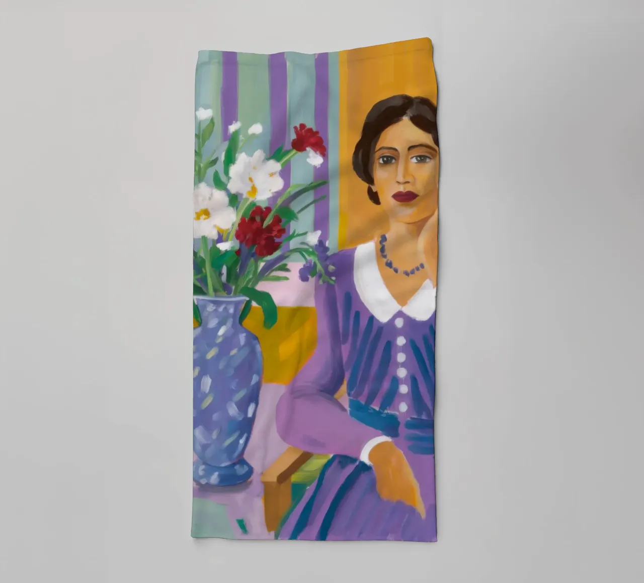 Die Dame in Violett Handtuch von Ink Pulse