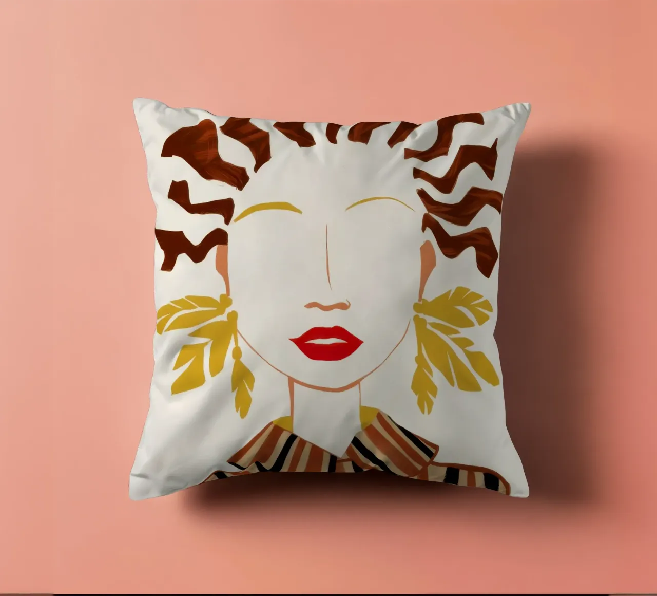 Abstract Waveform Portrait decorative cushion by Mythy Brush