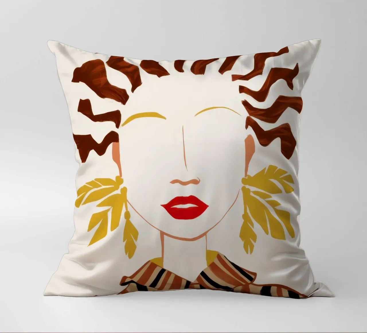 Abstract Waveform Portrait decorative cushion by Mythy Brush