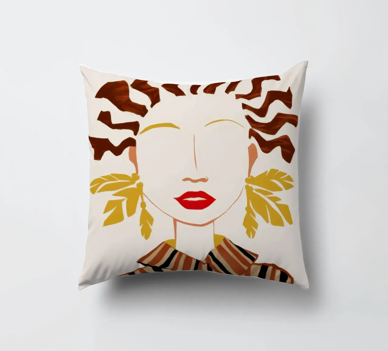Abstract Waveform Portrait decorative cushion by Mythy Brush