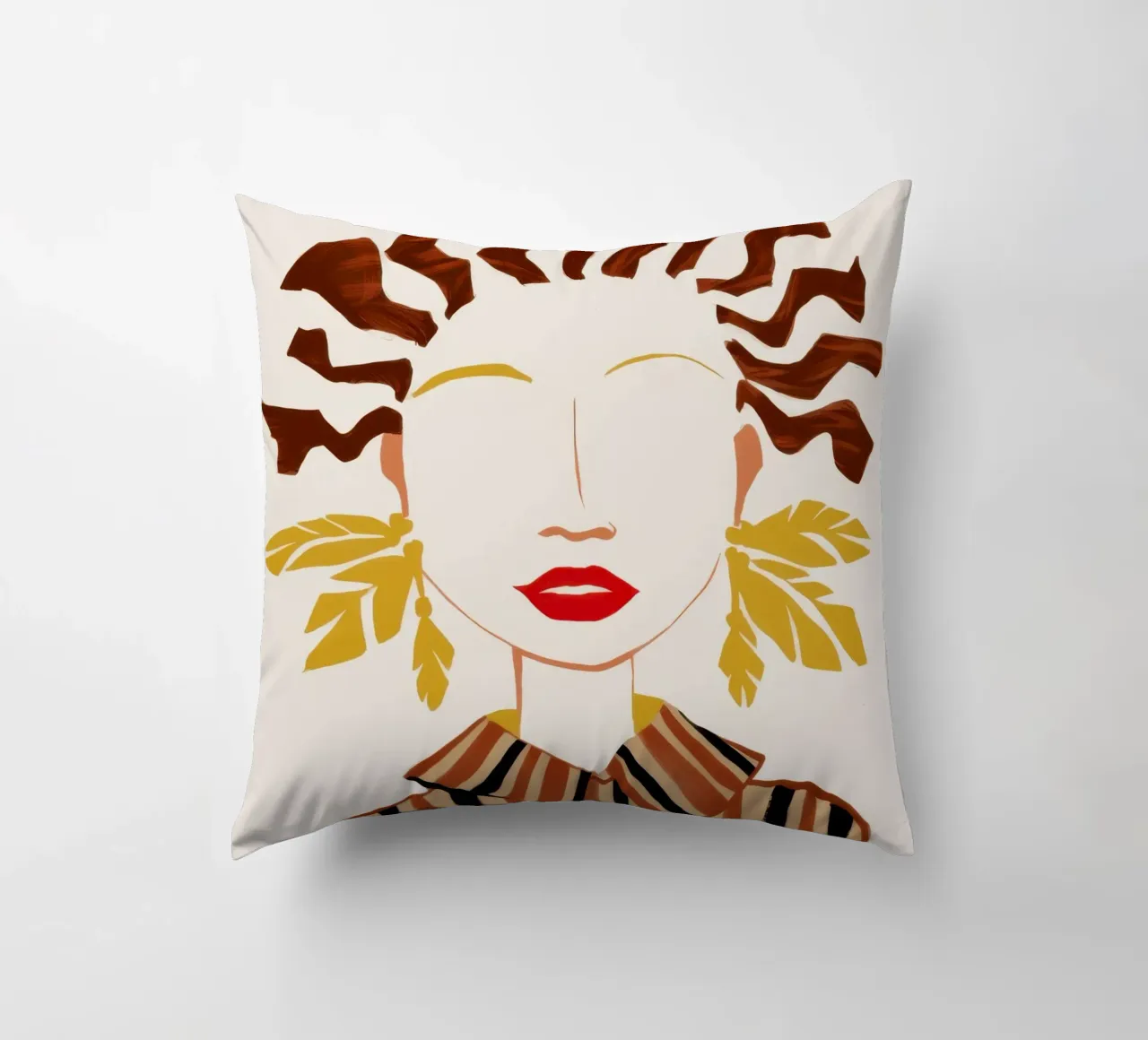 Abstract Waveform Portrait decorative cushion by Mythy Brush