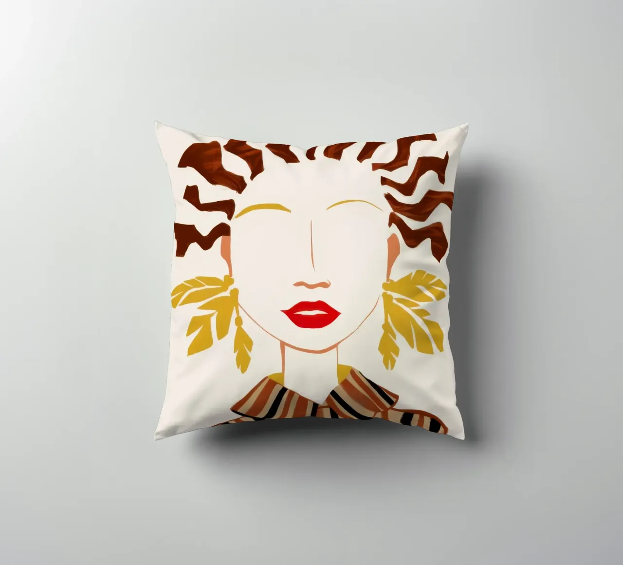 Abstract Waveform Portrait decorative cushion by Mythy Brush