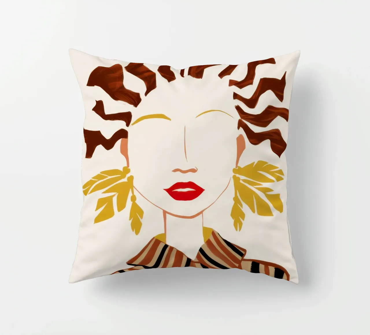Abstract Waveform Portrait decorative cushion by Mythy Brush