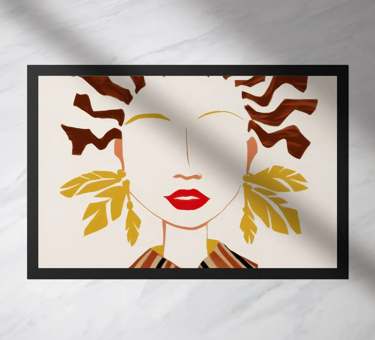 Abstract Waveform Portrait doormat by Mythy Brush