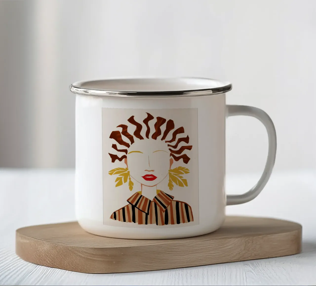 Ritratto astratto di forma d'onda tazza in smalto da Mythy Brush