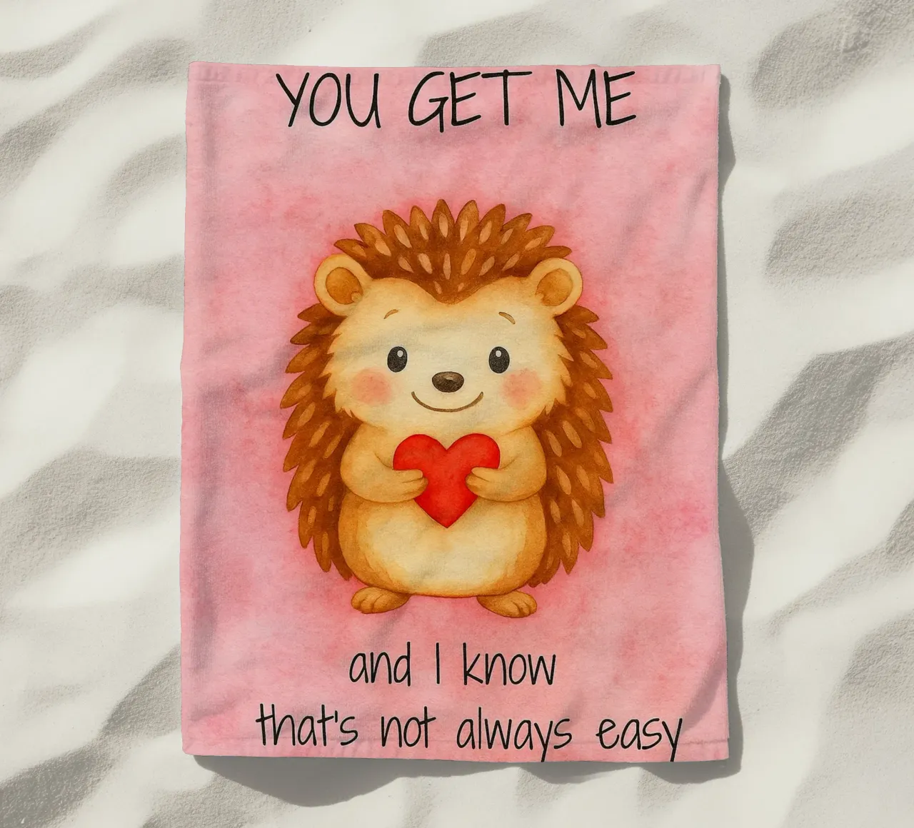 Funny Hedgehod you get me beach towel by Mirage