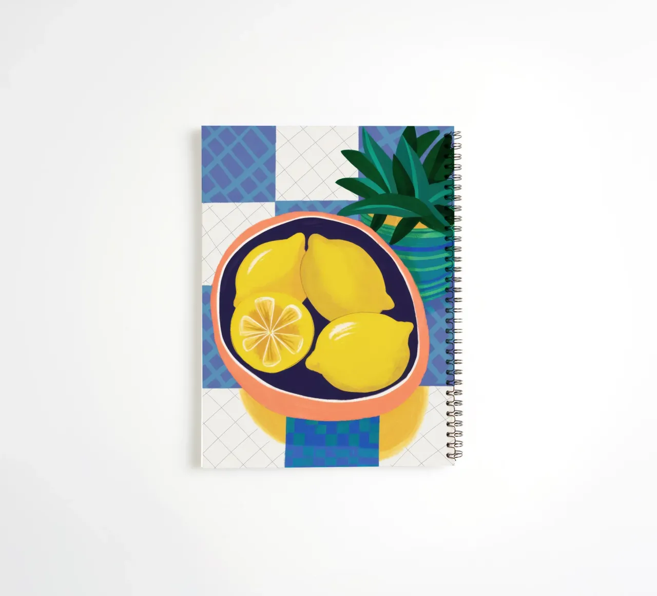 Checkered Citrus Stillness spiral notebook by Dream Gesso