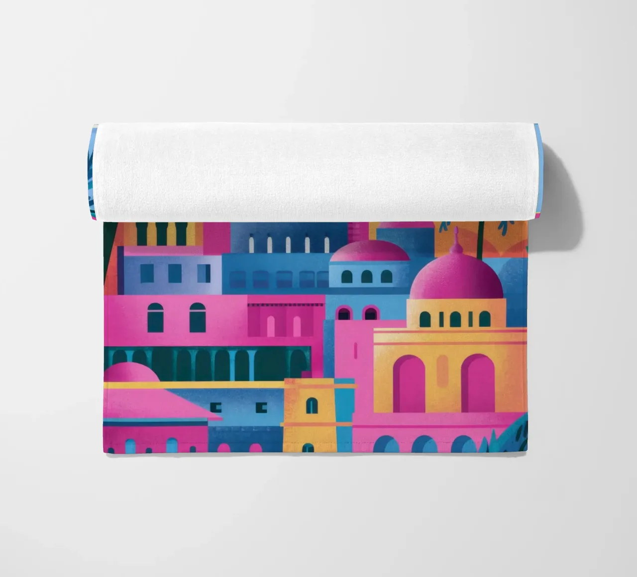 Paesaggio urbano a cupola fucsia telo mare da Reds Jays