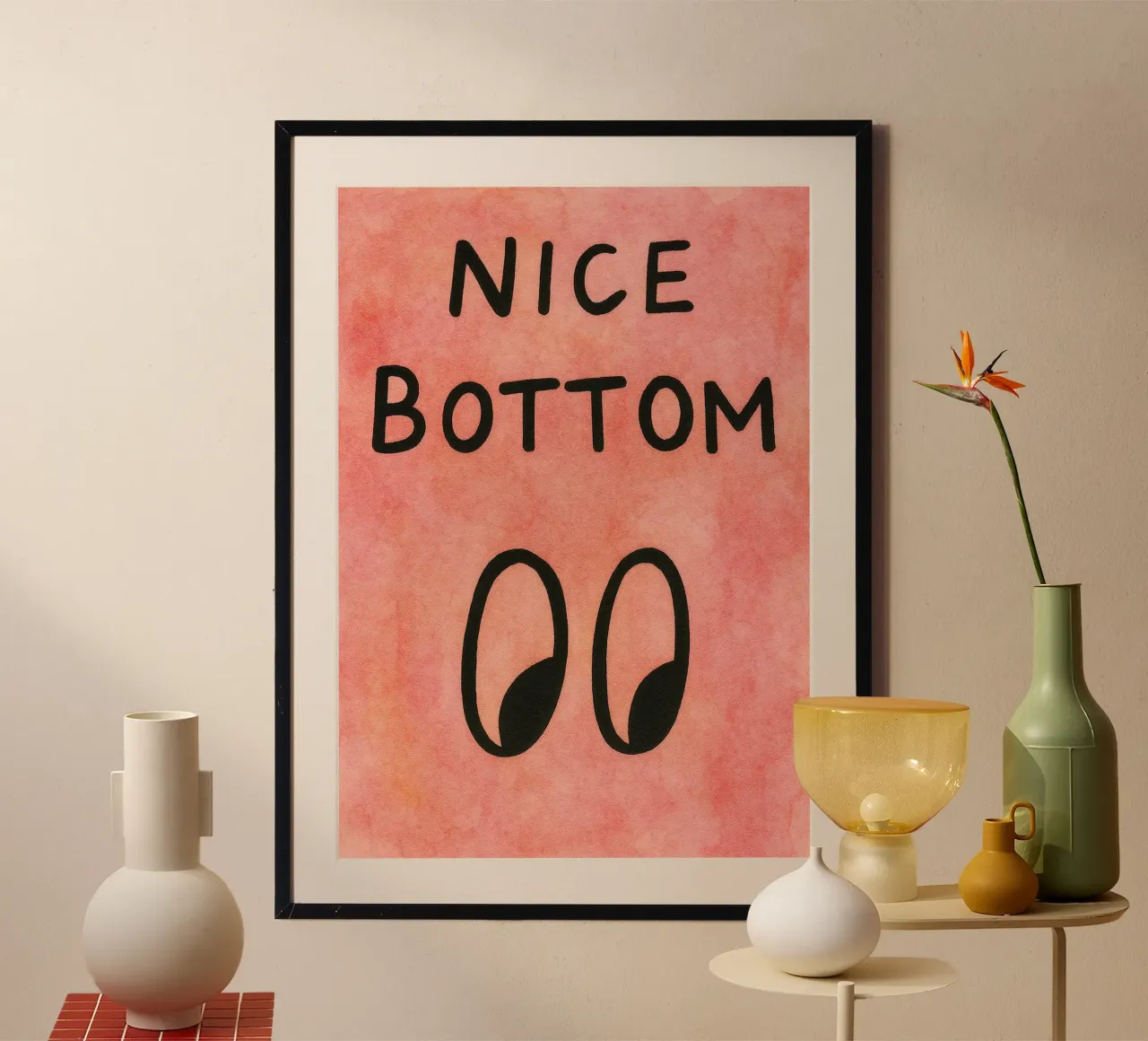 grappig mooie onderkant badkamer poster met kunststof frame van Mirage