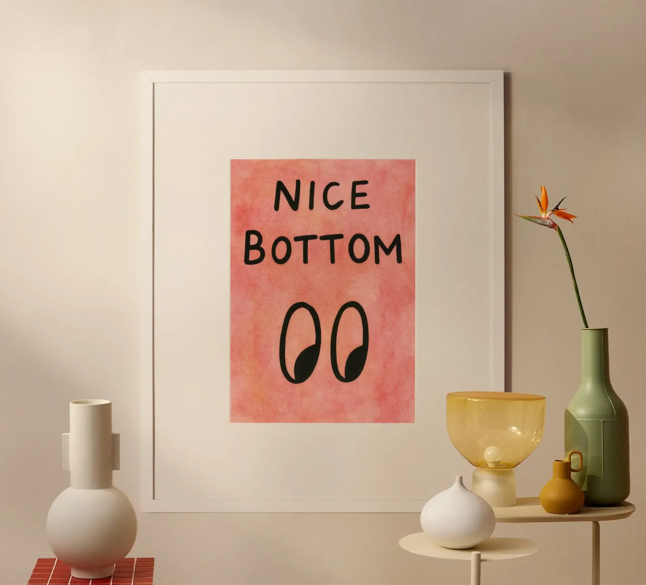 grappig mooie onderkant badkamer poster met kunststof frame van Mirage