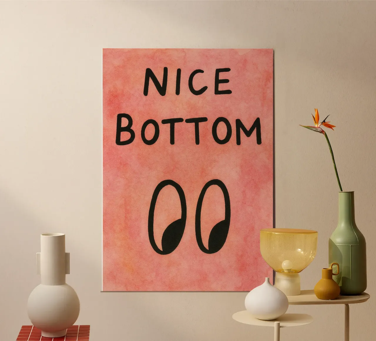 grappig mooie onderkant badkamer poster met kunststof frame van Mirage