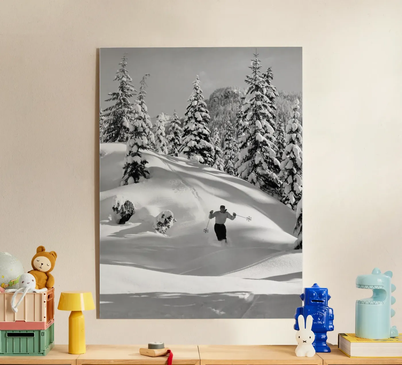 Skier in The Snow plexiglass da vintgeseyn