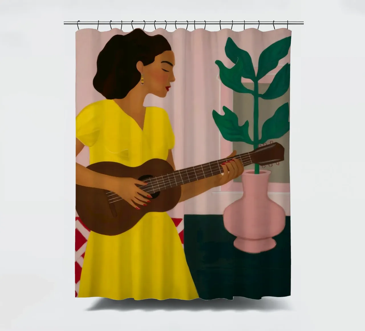 Serenade in Saffron shower curtain by Dream Gesso