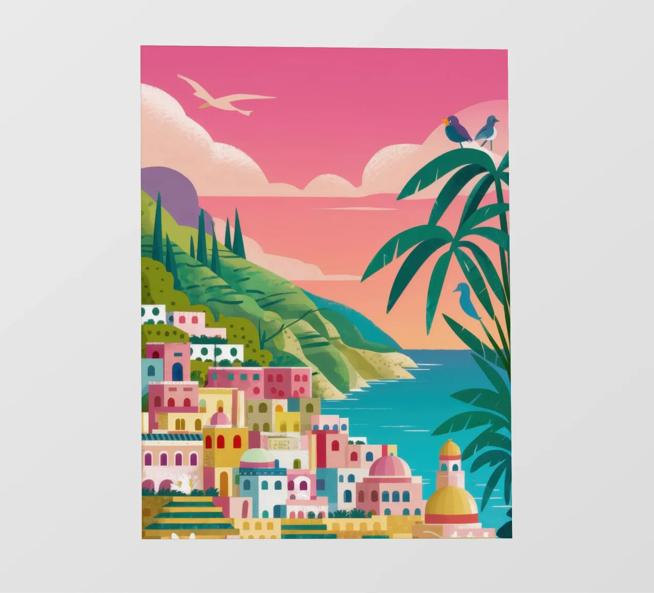 Tramonto del villaggio costiero telo in pvc da Ink Pulse