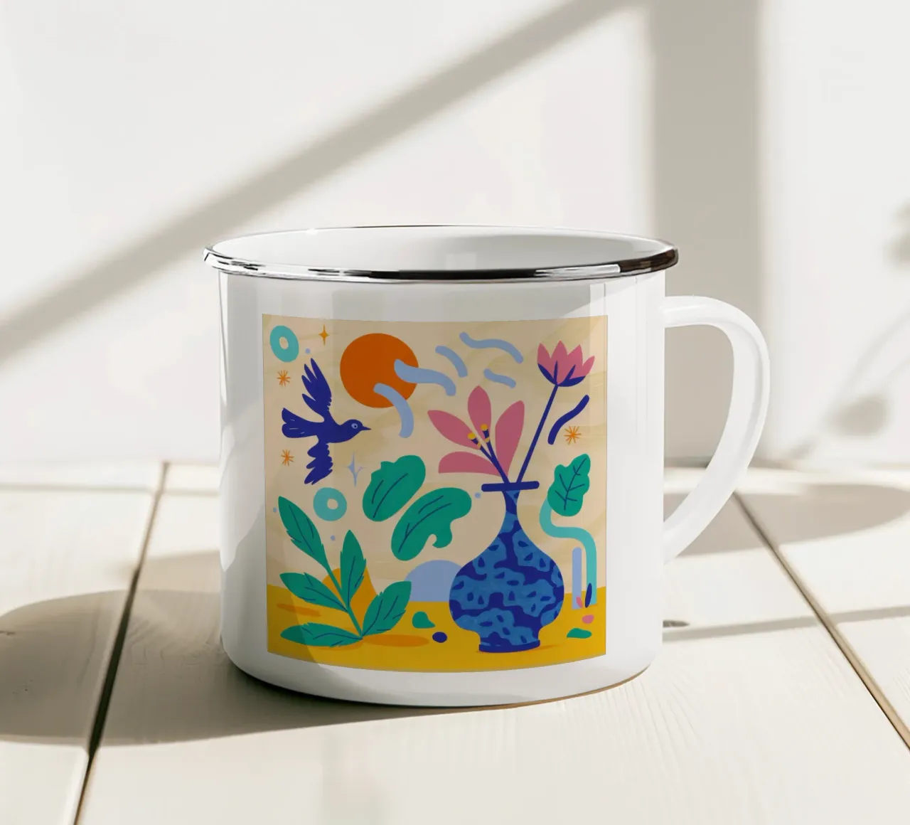 Vaso floreale Folklore tazza in smalto da Mythy Brush