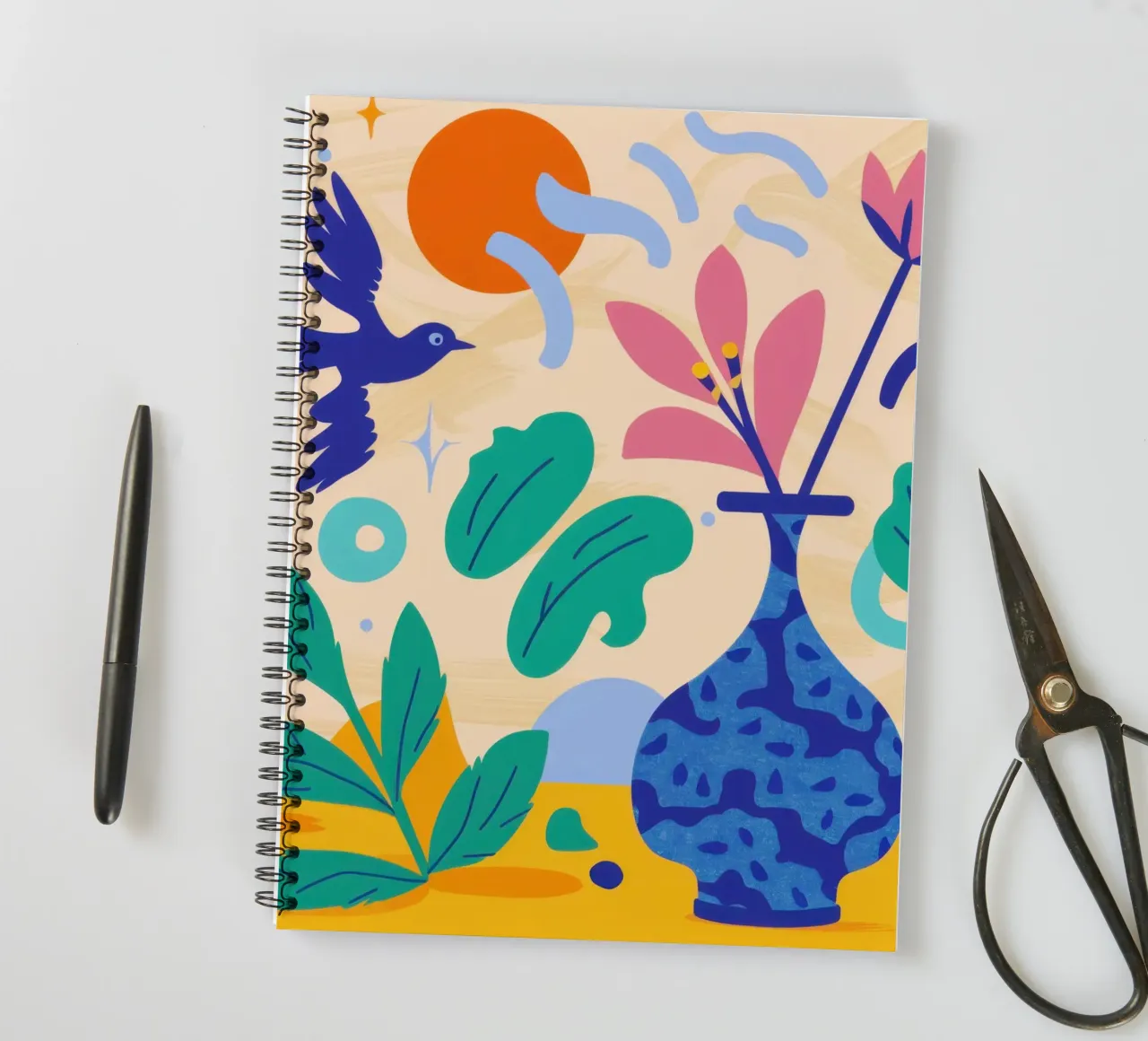 Florero Folklore cuaderno de espiral de Mythy Brush