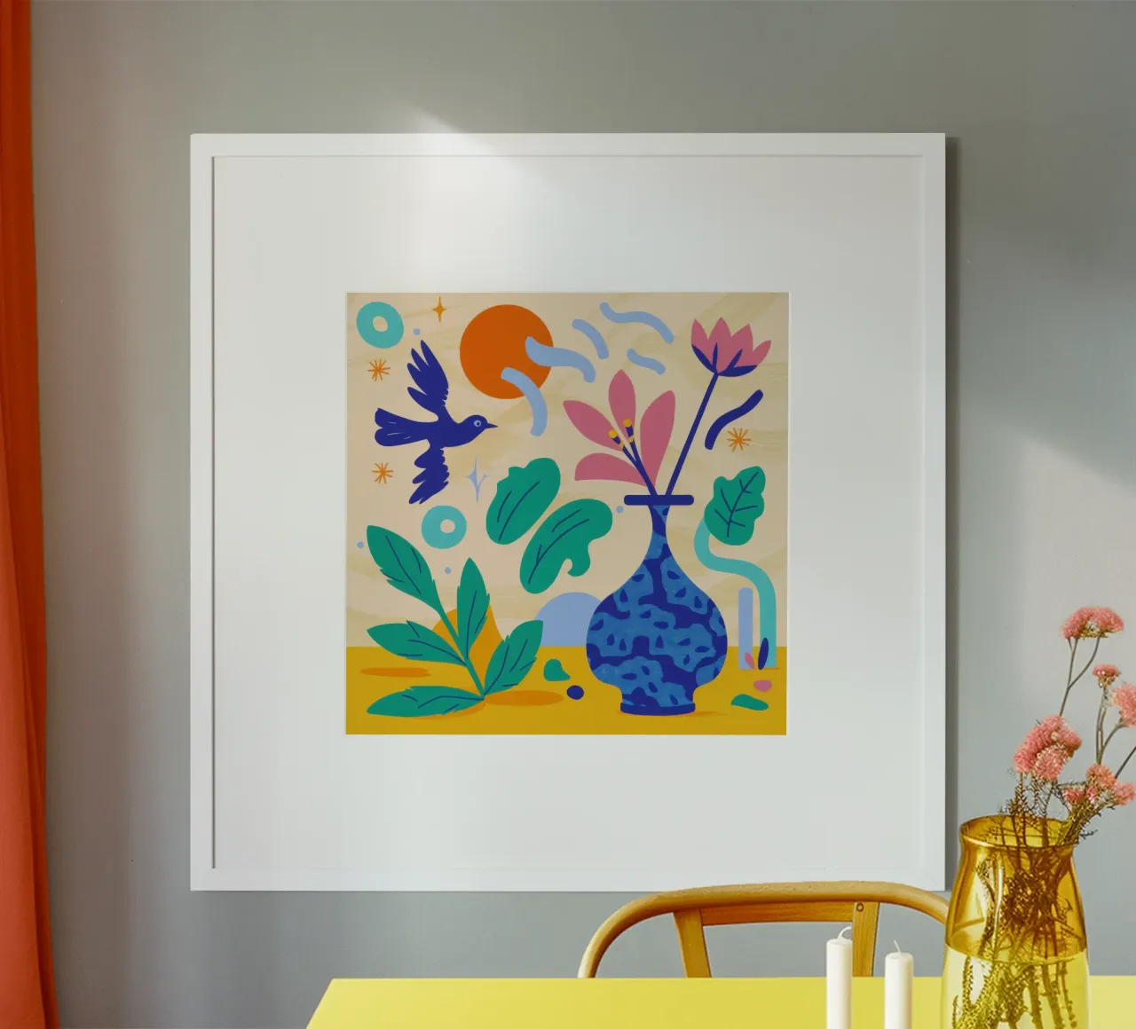 Vaso floreale Folklore poster con telaio in plastica da Mythy Brush