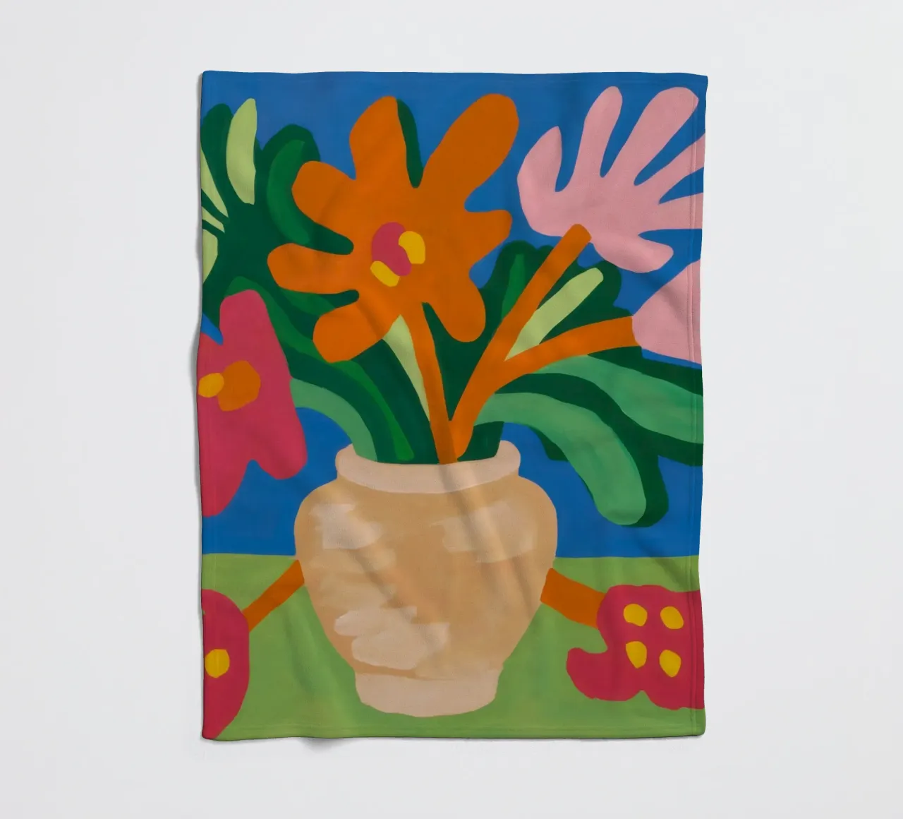 Earthenware Flora Burst fleece blanket by Rain Balance