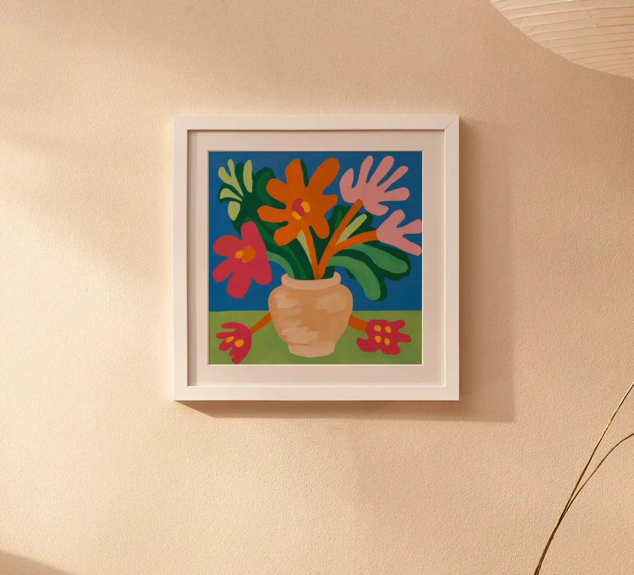 Terracotta Flora Burst poster con telaio in legno da Rain Balance