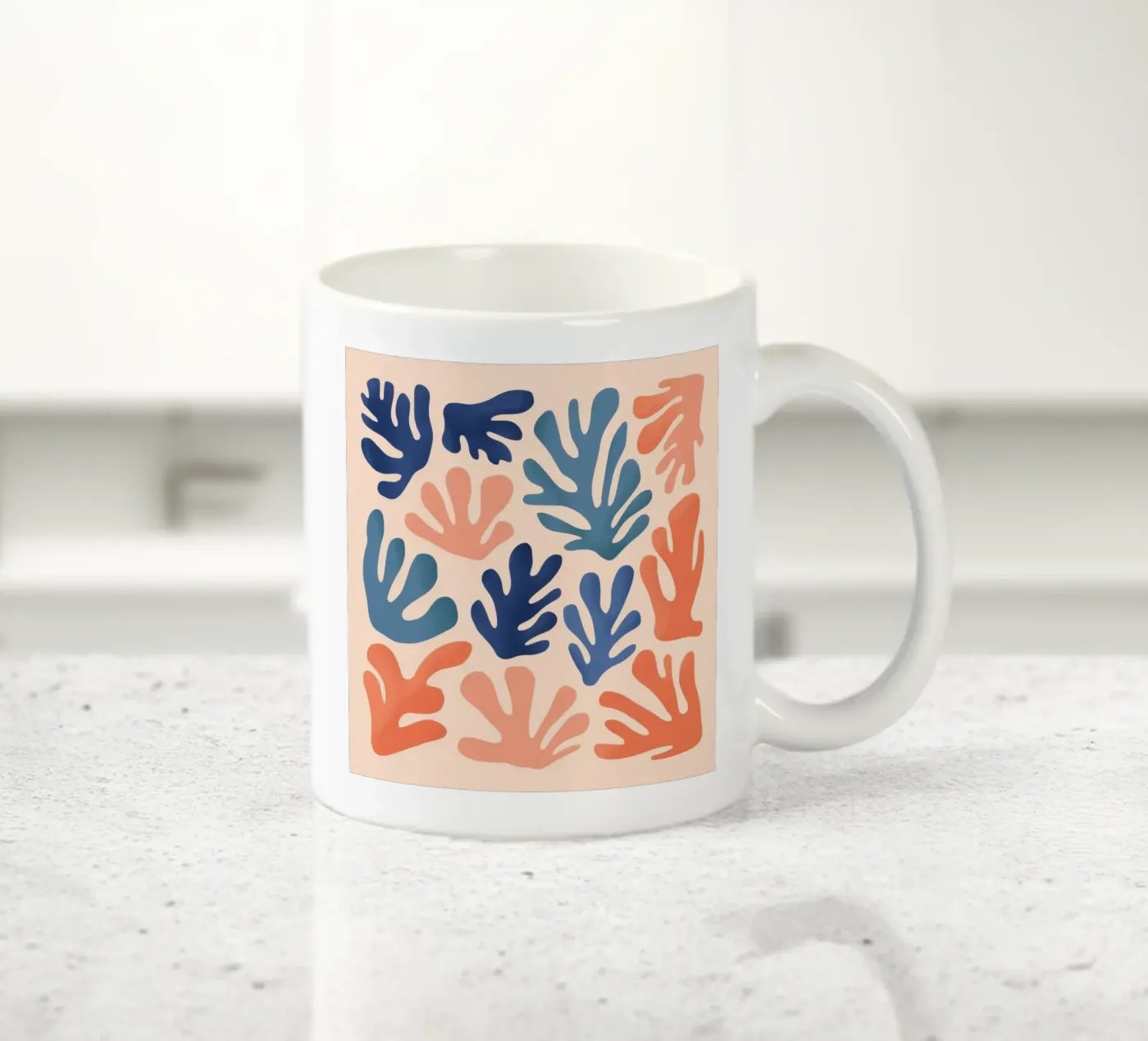 Cerulean Leaf Dance ceramic mug by Reds Jays