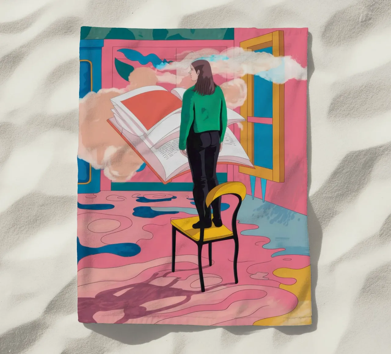 Chromatic Window Contemplation beach towel by Dream Gesso