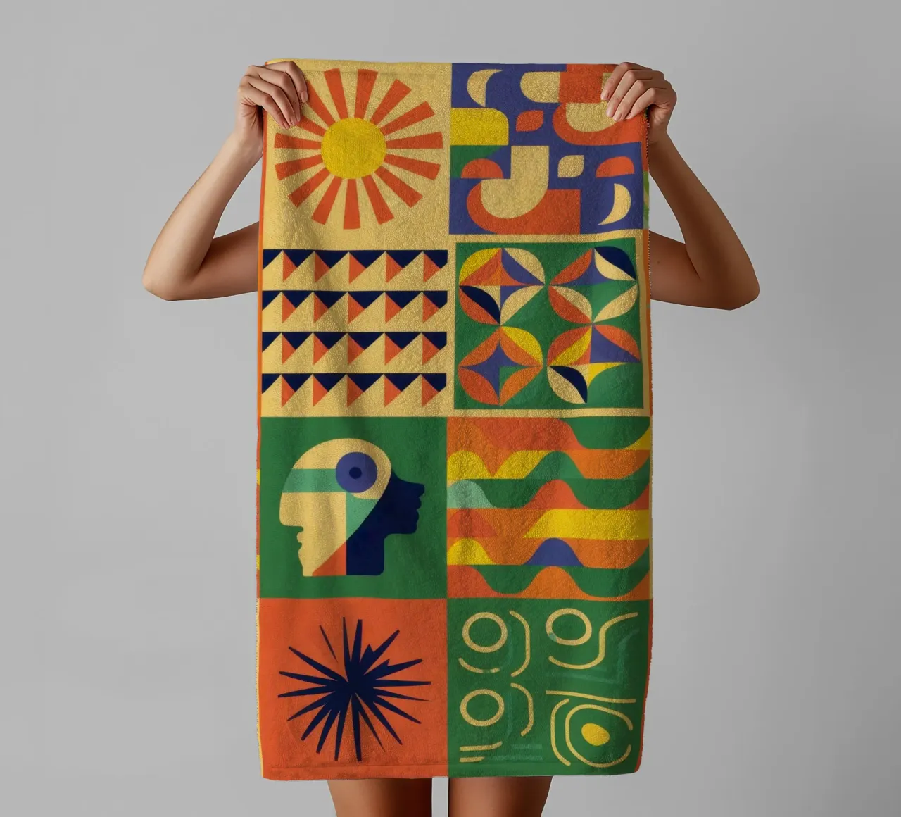 Geometric Sun Tile asciugamano da bagno da Monuments Fire