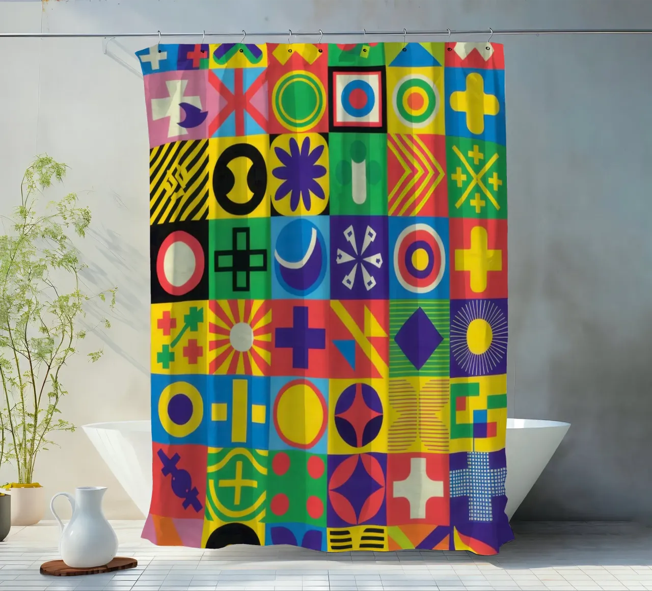 Matrice di piastrelle cromatiche tenda da doccia da Reds Jays