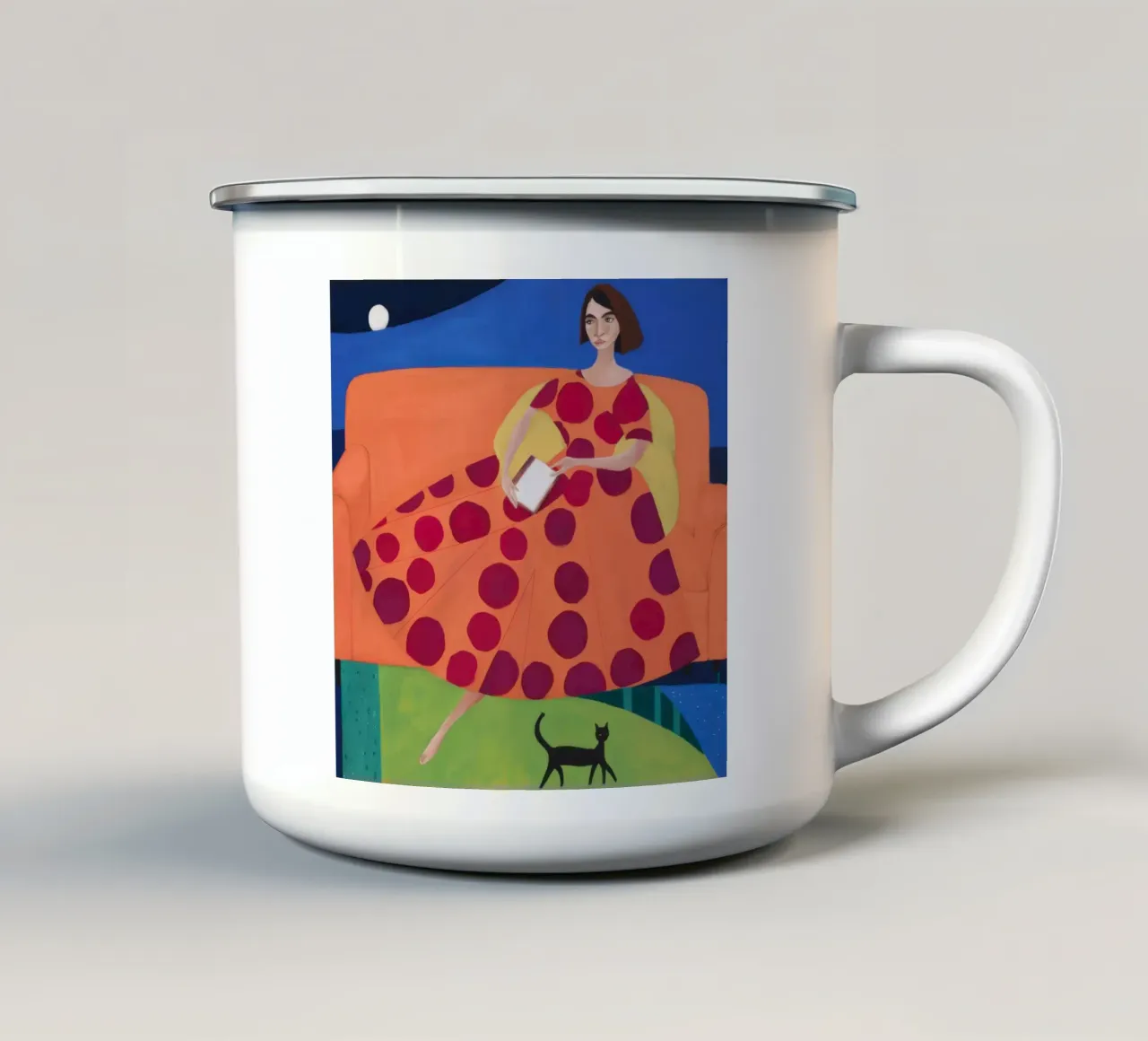 Repos de lecture à pois mug en émail de Dream Gesso