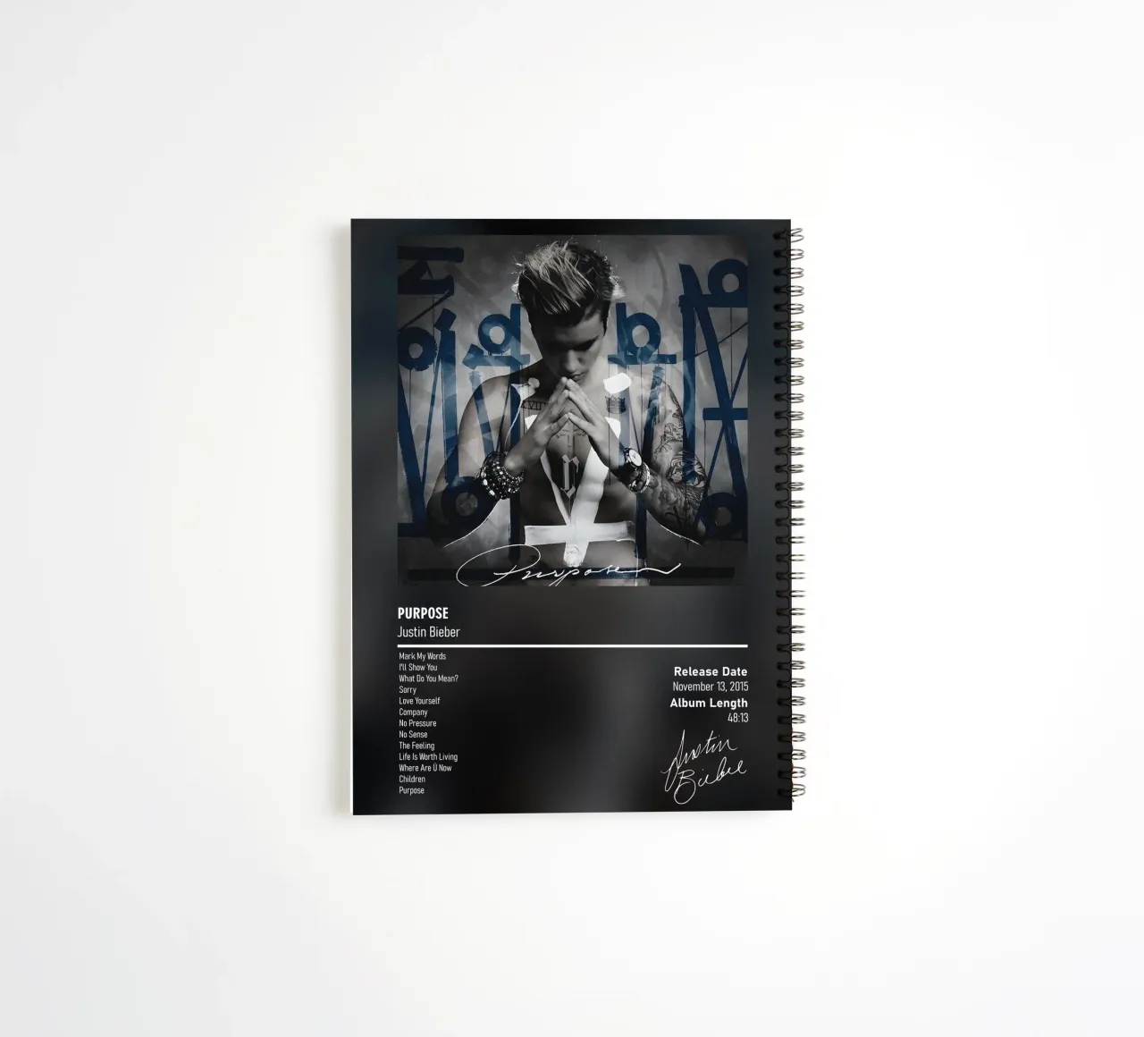 Purpose (2015) by Justin Bieber spiral notebook by DGUnder