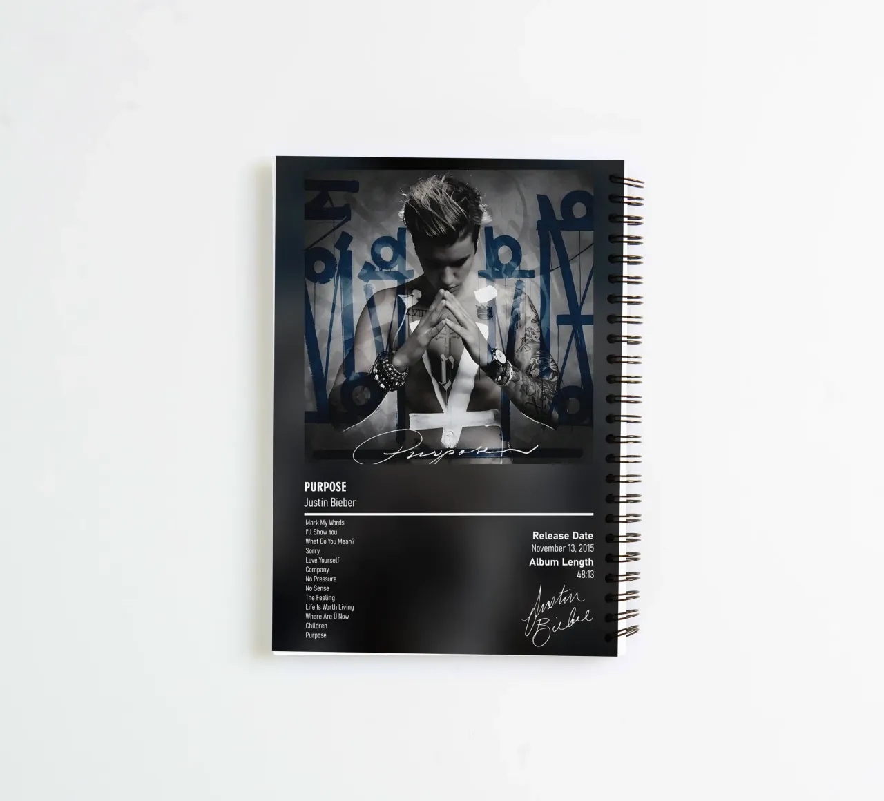 Purpose (2015) by Justin Bieber spiral notebook by DGUnder