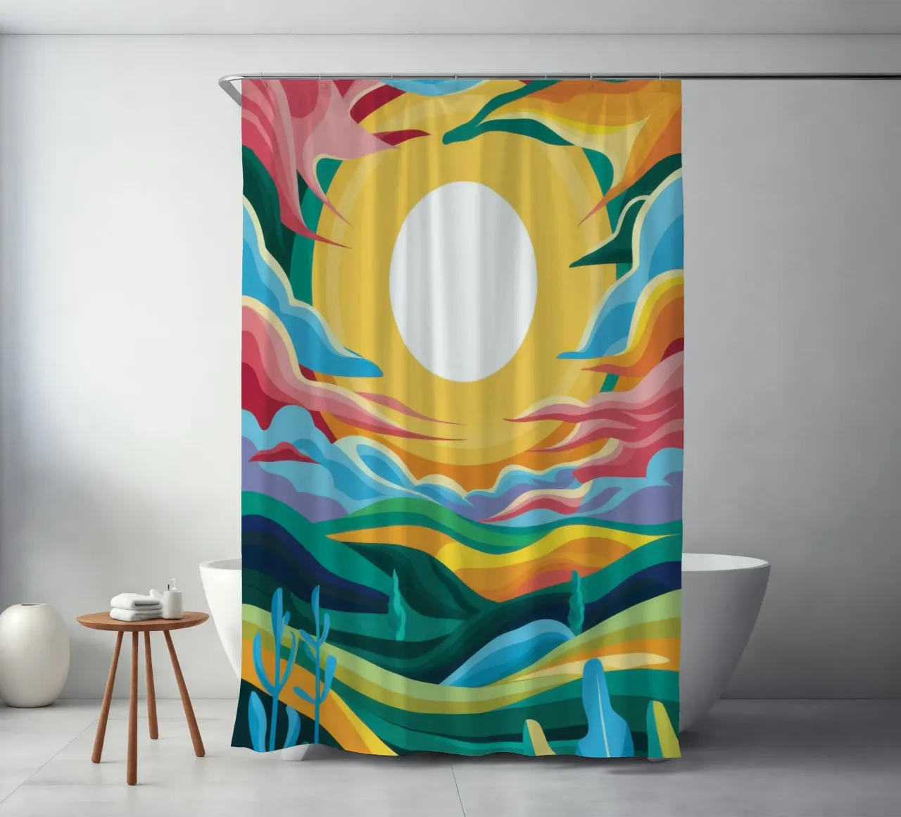 Solar Wave Symphony shower curtain by Dream Gesso