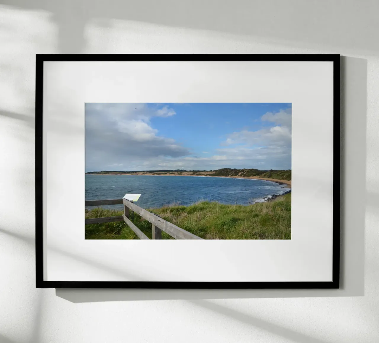 Una vista su Cat Bay a Philip Island poster con telaio in alluminio da byrieneke