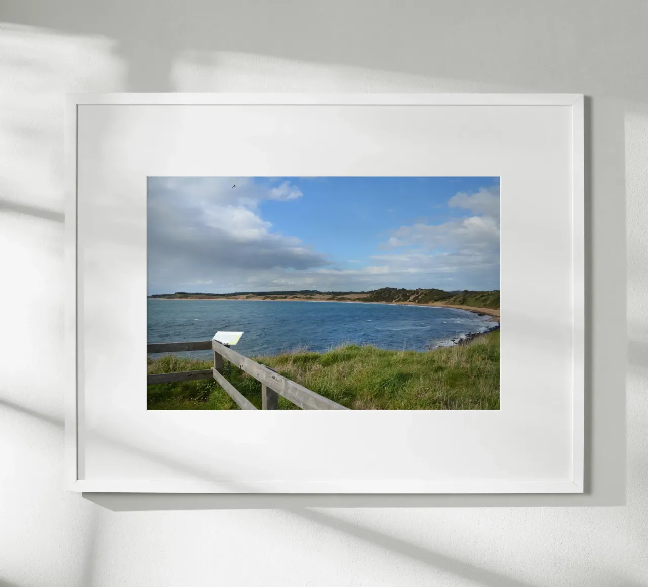 Una vista su Cat Bay a Philip Island poster con telaio in alluminio da byrieneke